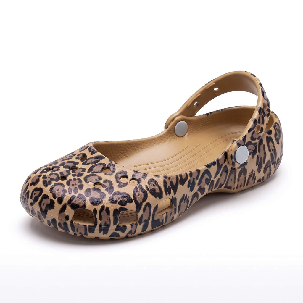 Sisfield comfortable knit ballet flats in brown leopard print pattern with flexible sole