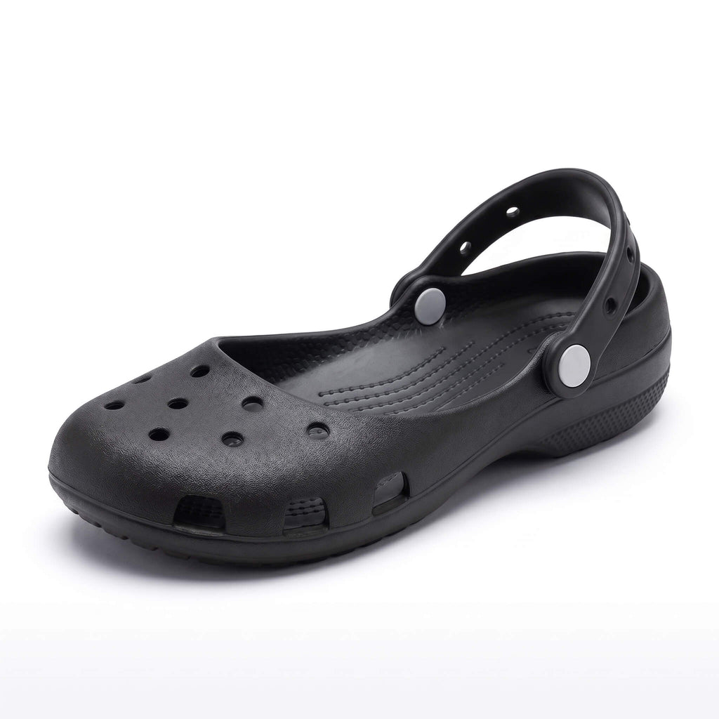 Sisfield comfortable knit ballet flats in black featuring memory foam footbed and adjustable strap