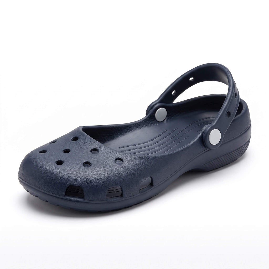 Sisfield comfortable knit ballet flats in navy blue foam resin with strap and ventilation holes