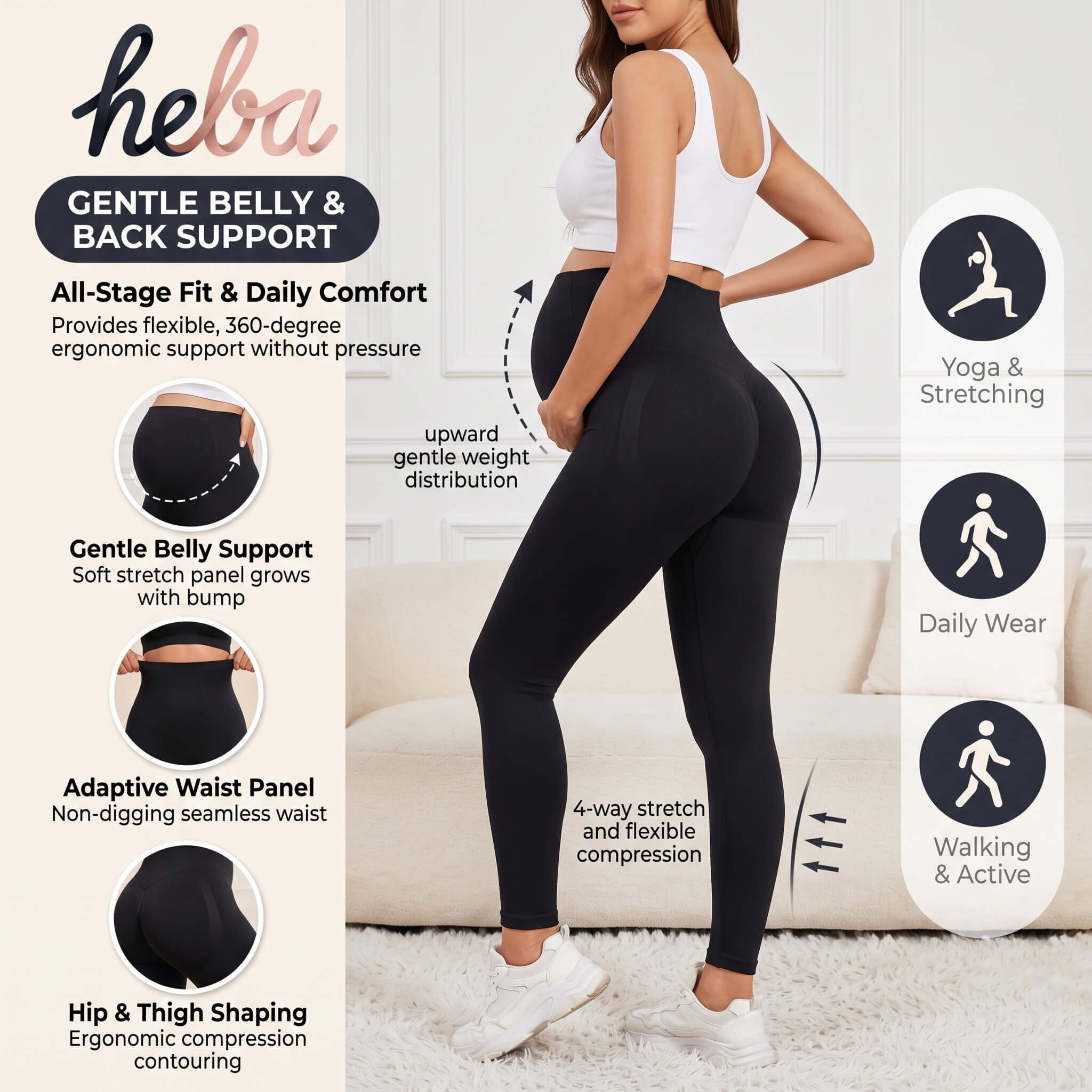 HEBA Leggings | High-Waisted, Bump-Friendly Activewear