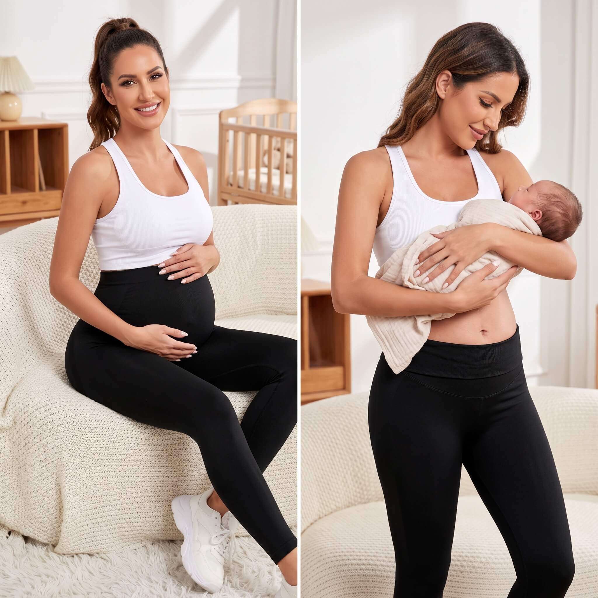 comfortable maternity leggings side view fit and support